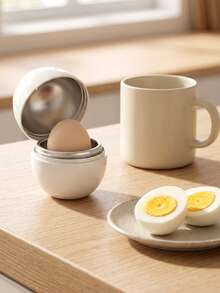 2pcs/Set (Tray + Lid) Latest Microwave Egg Cooker, Portable Aluminum Egg-Shaped Steamer, Creative Egg Cup, Egg Yolk Separator, Soft/Hard Boiled Egg Maker, Compact Design For Quick Breakfast, Suitable For Fitness Enthusiasts, Office, Dorm - Multicolor - View 5