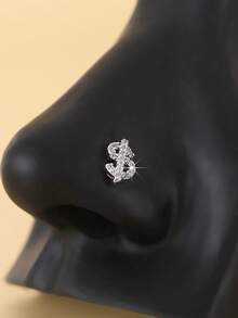 1pc Rhinestone Dollar Sign Nose Stud For Women Daily Wear - Multicolor - View 1