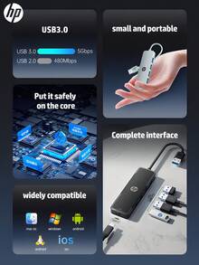 Trạm kết nối 4 trong 1 HP DHC-CT100D Type-C, xuất hình 4K HDMI, sạc nhanh PD, bộ chuyển đổi USB 2.0 Hub, tương thích với Apple MacBook và tất cả laptop Type-C, màu đỏ hồng - Xem 4