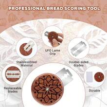 Bread Lame Sourdough Scoring Tool, Wooden Dough Scoring Knife With 5 Razor Blades, Ergonomic UFO Bread Lame Knives Sourdough Razor Scorer Breads Bakers Slashing Baking Tool - View 3