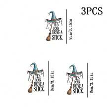 1/2/3pcs Halloween Witch Hat & Broom Pattern Heat Transfer Vinyl Stickers, Suitable For T-Shirt Making, Pillow Decoration, Multi-Color Durable Washable Vinyl Material, Applicable To Backpacks, Pillows, Pants, Sofas, Anti-Fading T-Shirt Printing Stickers - Multicolor - View 10