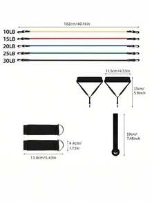 12pcs Fitness Resistance Bands, Suitable For Home Workout, Strength Training, Pilates And Body Shaping - Black - View 5