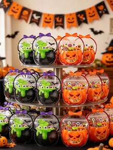 1/10 Stücke Halloween Aufstellbare Geschenktüten, Halloween Kürbis Hexe Kessel Handtaschen Geschenktüten, Halloween Party Kleine Geschenktüten Tragetaschen, Halloween Trick oder Treat Dekoration Süßigkeitentüten, Happy Halloween Dekorationen, Halloween Party Zubehör, - Mehrfarbig - Übersicht 2