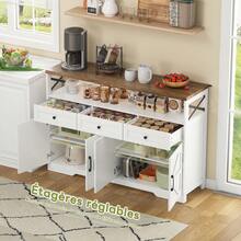 Rustic Style Sideboard Buffet With Shelves, White And Brown, 140cm - White and Brown - View 8