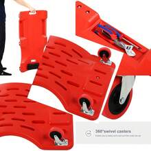 Mechanic Vehicle Creeper, Under-Car Rolling Crawler Board, With Headrest, Wheels, Red - A - View 3