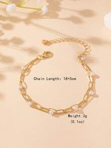 1pc/3pcs Double Layer Pearl Minimalist Bracelet, Simple Design For Women's Daily Commute - Multicolor - View 5