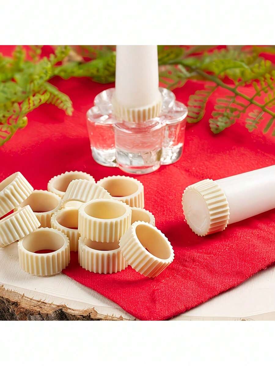 6/12/24pcs Silicone Candle Holders Designed To Prevent Slipping, Featuring Rings That Stabilize Candles & Prevent Wax Drips, With Decorative Stabilizing Sleeves For Tapered & Pillar Candles, Perfect For Party - View 1
