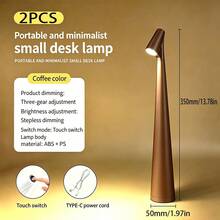 1 pieza/2 piezas Lámpara de escritorio alta con carga inalámbrica LED, control táctil con 3 niveles de intensidad, luz nocturna portátil de metal mate, adecuada para dormitorio y estudio - Multicolor - Ver 21