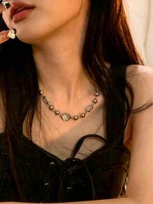 High-End Unique Design Opal Collarbone Necklace, Suitable For Women, Ideal As A Gift For Formal Occasions - Silver - View 1