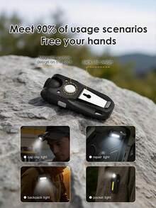 1/2PCS Rechargeable LED Flashlight, Cob Side Light-C Type Rechargeable, Portable Multifunctional Outdoor Flashlight With Clip/Magnet, Suitable For Hiking, Camping, Fishing, Running, Emergency Lighting - Black - View 3