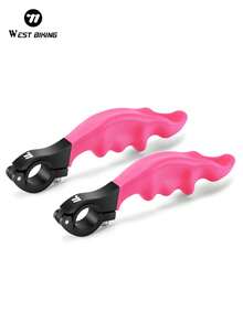 WEST BIKING Bicycle Cycling Bar Ends Ergonomic Design Wrist Protection And Pressure Relief Road Bike Handlebars Silicone Cushioning And Shock Absorption Non Slip And Stable Freely Adjustable Angle Fits 22.2mm Handlebars MTB Bar Ends - Hot Pink - View 1