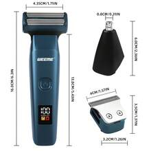 WEEME 3 In 1 Men Grooming Kit, Electric Foil Shaver Hair Clipper Nose Trimmer Set With 4 Guide Combs USB Rechargeable LED Digital Display, Available In Black/Gray/Blue - View 3