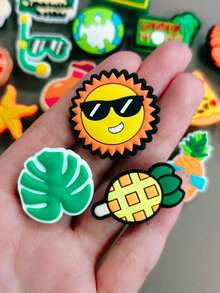28 Pieces / Sets. The Green And Orange Summer-Themed Decorative Buttons Are Suitable For DIY Making Of Slip-On Shoes And Make Great Gifts For Friends. - Green - View 11