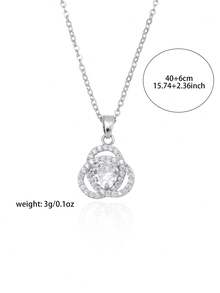 Silver Twisted Clover Zirconia Clavicle Necklace - Multicolor - View 3