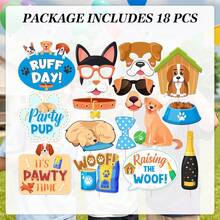 18Pcs Dog Photo Booth Props, Puppy Pet Theme Birthday Party Decorations Supplies Funny Puppy And Kitten Party Supplies - View 4