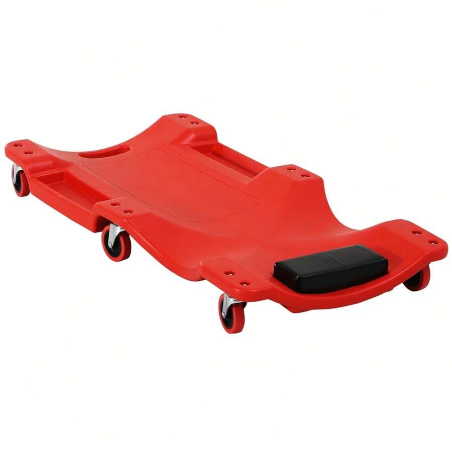 Mechanic Vehicle Creeper, Under-Car Rolling Crawler Board, With Headrest, Wheels, Red - A - View 1