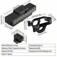 1件裝單車喇叭燈，附有線遙控器，可充電防水單車燈，多模式LED單車前照燈，適合戶外夜騎 - 款式A - 查看 11