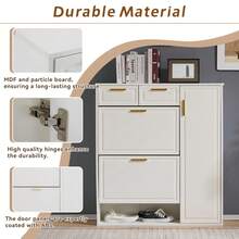 Modern Shoe Cabinet, White With Adjustable Shelves - White - View 11