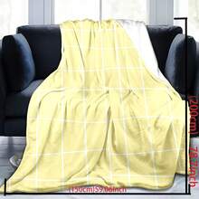 1pc Light Yellow & White Fine Plaid Print Flannel Blanket, Minimalist Ins Style Rectangular Flat Edge Soft Throw, Suitable For Daily Home, Sofa Nap, Bedroom Bedding, Outdoor Use - Multicolor - View 3