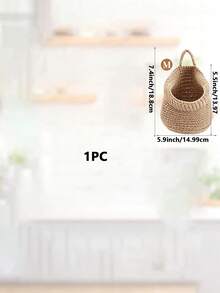 1/3pcs Wall Hanging Baskets, Woven Rope Storage Baskets, Bohemian Style Wall Hanging Storage Baskets, Suitable For Kitchen, Bedroom, Bathroom And Home Decor - Khaki - View 8