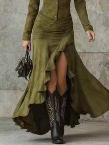 Women Midi Dresses - Green - View 4