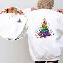 1/2/3pcs Rainbow Gradient Rolled Edge Christmas Tree Iron-On Patch, Cute Colorful Ball & Star Christmas DIY Print, Suitable For T-Shirt, Sweatshirt, Canvas Bag, Pillow - Multicolor - View 3