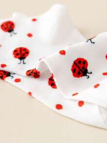 5 Pairs/1 Pair Colorful Cute Cartoon Insect Pattern Mid-Calf Socks, Women's Casual Sweet Ladybug Pattern Sports Socks, Breathable Skin-Friendly Moisture-Wicking, Suitable For Daily Wear And Outdoor Sports - Multicolor - View 8