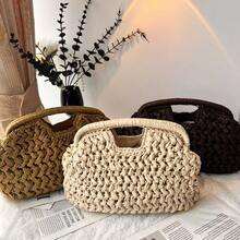 Women's French Vintage Knitted Bag, Chunky Knit Texture, Multi-Functional Large Capacity Bag Suitable For Autumn/Winter Coats - Multicolor - View 5