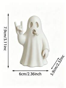 Creative Cool Rock Ghost Desktop Ornament | Personalized Mini Figurine Fun Decor, Office Bedroom Decoration, Punk Style Mini Ghost Figurine, Unique Gesture Design, Right Hand Making Love Gesture, Desktop Decor Ornament, Music Lover Ghost Small Statue, Rock Style Gift Collection Essential - Upgraded Version - View 8
