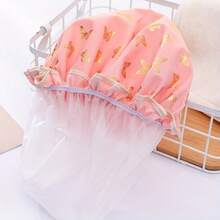1pc Gold Foil Double Layer High Quality Shower Cap, Featuring Double Layer Design, Outer Layer With Exquisite Printed Fabric, Inner Layer With High Quality Lining - Multiple Styles - View 4