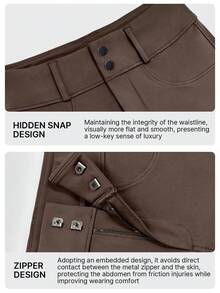 ROYALS MATTINI Ladies' Professional Equestrian Riding Pants, Solid Color, Full Seat Silicone Anti-Slip, Slim Fit, Butt-Lifting, Dual Pockets, No Belt Sports Fall - Coffee Brown - View 6