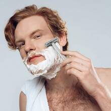 Men's Metal Manual Safety Razor, 30° Precision Design Double-Sided Vintage Reusable Shaving Razor, Vintage Style Men's Beard Trimmer, Suitable For Trimming Beard And Mustache, Portable Design, Smooth Shaving, Can Be Used As Father's Day, Christmas And Halloween Gift Set (Blades Not Included) - Silver - View 7