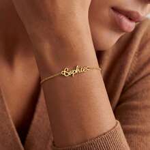 Personalized Name Bracelet, Customized Gold Bracelet, Delicate Name Jewelry, Adjustable Bracelet, Gift For Her, Bridesmaid Gift, Mother's Day Gift - Multicolor - View 2