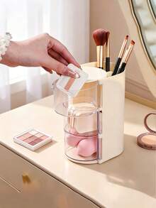 1pc Multi-Layer Rotating Compartment Storage Box, Can Store Hair Clips, Hair Ties, Hair Bands, Also Can Be Used As Hair Accessory Display Box, Dust-Proof Storage Box, Multi-Function Compartment Design, Can Store Combs, Glasses, Makeup Brushes, Also Can Be Used As Jewelry Box, Birthday Gift Box, Makeup Sponge Storage Box, Ideal Gift For Girlfriend, Mother, Sister, Suitable For Valentine's Day - Multicolor - View 6