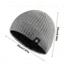 Snowflake Label Decor Knitted Knitted Hat Unisex Thick Warm Knitted Hat Lightweight Earflap Windproof Casual Hat Suitable For Cold Weather For Men And Women - Multicolor - View 2