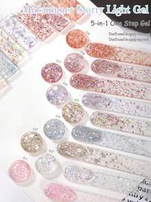 MISS SHAKA 10ml 5-In-1 One-Step Summer Nail Gel Polish, Powder Blue Gold Glitter Sequin, 2026 Super Shiny Galaxy White Fine Glitter, All-Season Popular Color Gel Nail Art Mini Set Series Nail Supplies - Multicolor - View 4