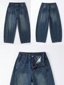 Boys' Fashion Curved Leg Denim Jeans, New Style Long Pants For Spring/Autumn/Winter - Medium Wash - View 8
