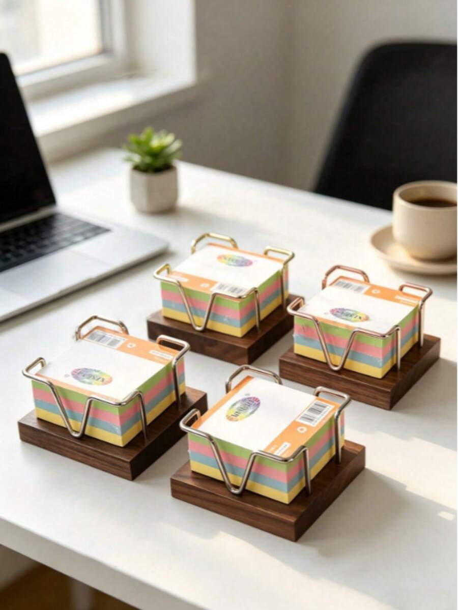 1pc Wooden & Aluminum Alloy Napkin Holder, Vintage Cafe Style, Kitchen Desktop Tissue Box - Desktop Note Storage Box - View 1
