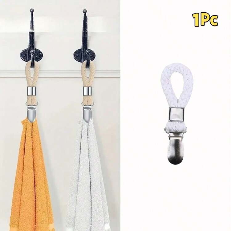 1Pc/2/3Pcs No-Sew Towel Clips With Ring Hooks, For Kitchen Tea Towels, Bathroom Towel Storage, Home Use Clips, Multi-Functional Hanging Clips - Multicolor - View 15