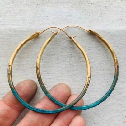 Vintage Bohemian Style Gold Large Hoop Earrings, Polished Versatile Accessory, Suitable For Daily Wear, Casual Date, Beach, Summer Vacation, Friends Gathering, Exquisite Birthday And Holiday Gift For Women