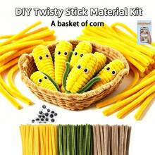 Un juego de tallos de chenilla de verduras en una cesta, kit de manualidades DIY con limpiapipas, con ojos negros, para proyectos artísticos y creativos de artesanía DIY, se puede usar para decoración de escritorio y hogar después de completarlo - Una cesta de verduras - Ver 10