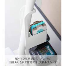 スティッククリーナー 紙パック ＆ 充電器 収納スタンド ホワイト W18×D27×H40cm タワー tower コードレス 掃除機 スタンド 充電器と紙パックを一括収納 10260 - ホワイト - チェックする 4