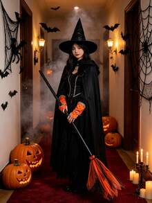 1pc Halloween Witch Broom DIY Magic Broom Cosplay Prop Suitable For Halloween, Theme Party, Costume Party, Stage Performance - Multicolor - View 9