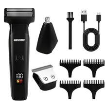 WEEME 3 In 1 Men Grooming Kit, Electric Foil Shaver Hair Clipper Nose Trimmer Set With 4 Guide Combs USB Rechargeable LED Digital Display, Available In Black/Gray/Blue - View 11