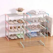 4-Tier Stainless Steel Multi-Layer Shoe Rack, With 3/4 Adjustable Shelves, Space-Saving Storage Unit, Suitable For Entryway, Dorm And Balcony, Rust-Resistant Metal Bookshelf/Shoe Rack, Perfect Gift For College Students And City Renters - Multicolor - View 9