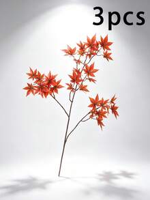 1/3/6Pcs Maple Leaf DIY Landscape Engineering Flower Arrangement Accessories Home Dining Table Vase Decoration, Indoor Kitchen Vase & Home Autumn Decorations - Small Maple Leaf Branch - Autumn Red - View 12