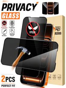 2入裝隱私螢幕保護貼，鋼化玻璃搭配絲印黑邊，適用於 iPhone 17 Pro Max/17 Air/17E/16 Pro Max/16/16 Pro/16 Plus/14 Pro Max，具備隱私防窺、9H+ 耐刮、觸控靈敏、相容手機殼、高品質隱私膜，適合母親節送禮 - 黑色 - 查看 33