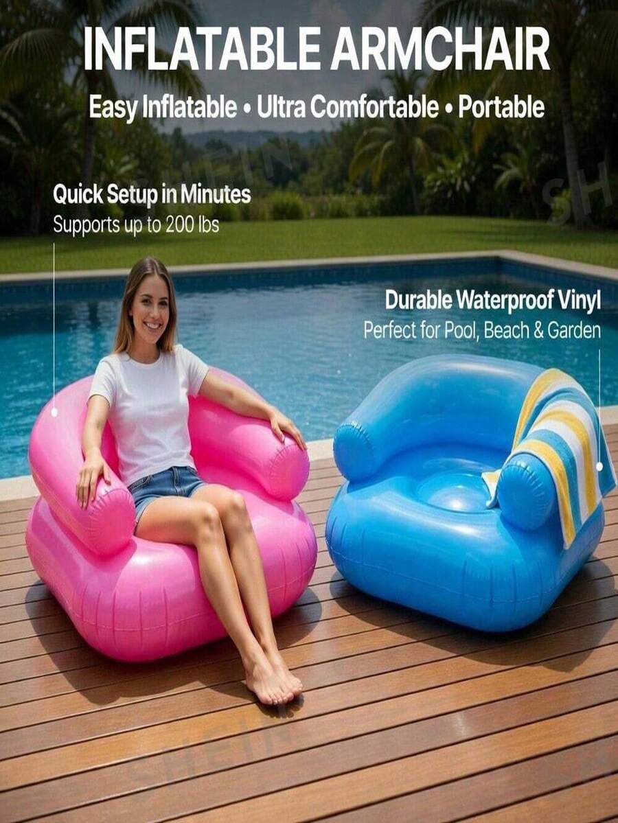 1pc High-Quality Portable Inflatable Sofa - Durable PVC Material, Transparent Design, No Electricity Needed, Suitable For Outdoor Camping, Picnic, Home Gathering, Backyard, Beach, Park - Inflatable Sofa - View 1