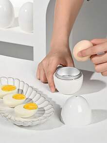 2pcs/Set (Tray + Lid) Latest Microwave Egg Cooker, Portable Aluminum Egg-Shaped Steamer, Creative Egg Cup, Egg Yolk Separator, Soft/Hard Boiled Egg Maker, Compact Design For Quick Breakfast, Suitable For Fitness Enthusiasts, Office, Dorm - Multicolor - View 8