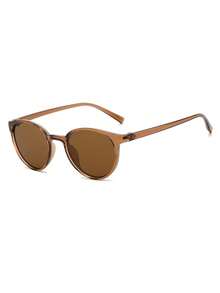1 Pair Women's Tea Color Cat Eye Frame Korean Style Minimalist Versatile Fashion Glasses - Brown - View 2